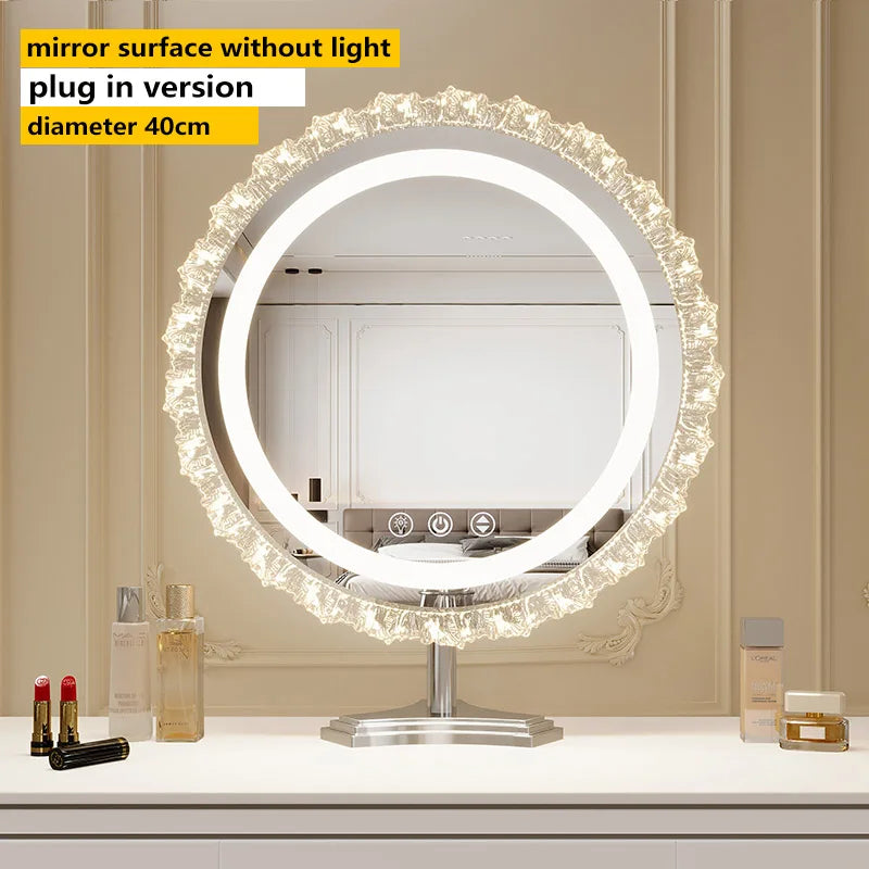 LED Lighted Desktop Vanity Mirror | Touch Control Rotating LED Vanity Mirror QXL Diameter40 Type B