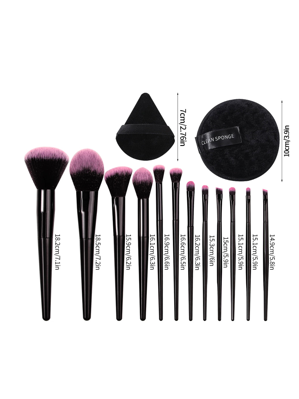15-Piece Soft Fiber Makeup Brush Set | Fan & Powder Puff Makeup Brush Set QXL