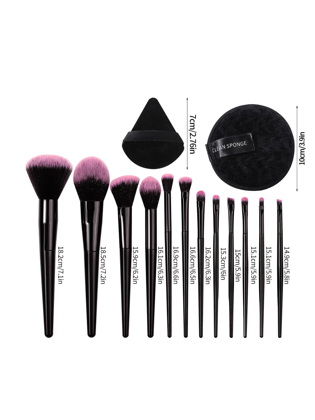 15-Piece Soft Fiber Makeup Brush Set | Fan & Powder Puff Makeup Brush Set QXL