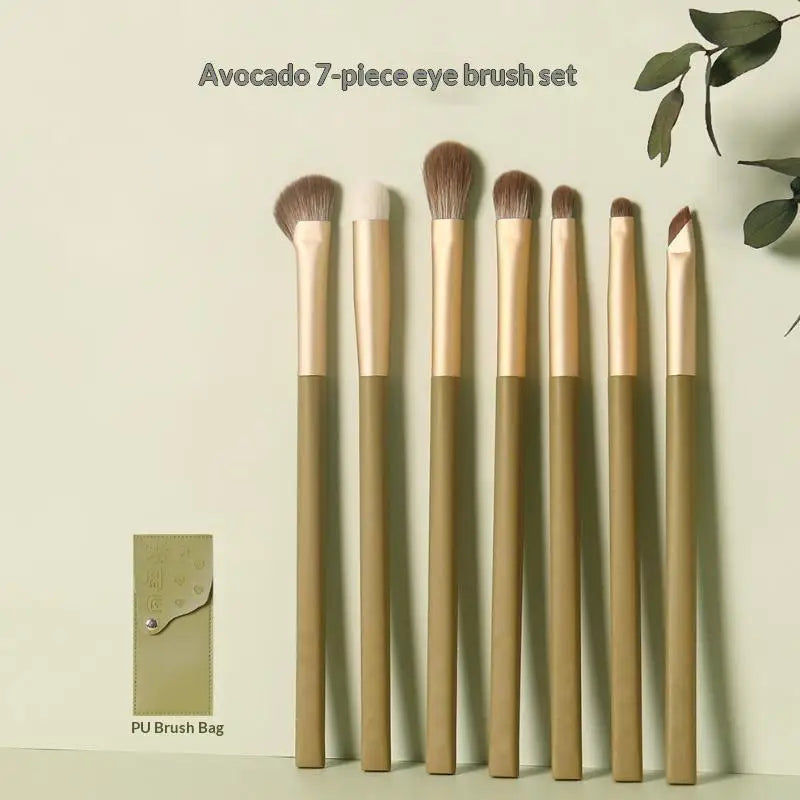 7/8-Pc Avocado Green Eye Makeup Brush Set + PU Case Eye Makeup Brush Set QXL