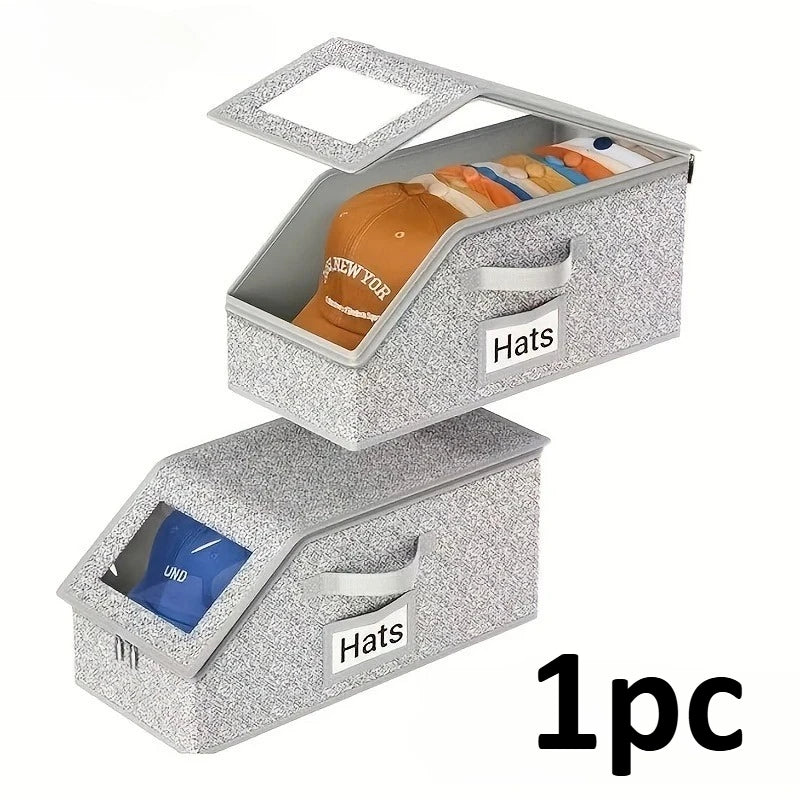 Stackable Hat Organizer Bag for Baseball Caps | 1-2 Pack Hat Storage Organizer QXL 1pc gray