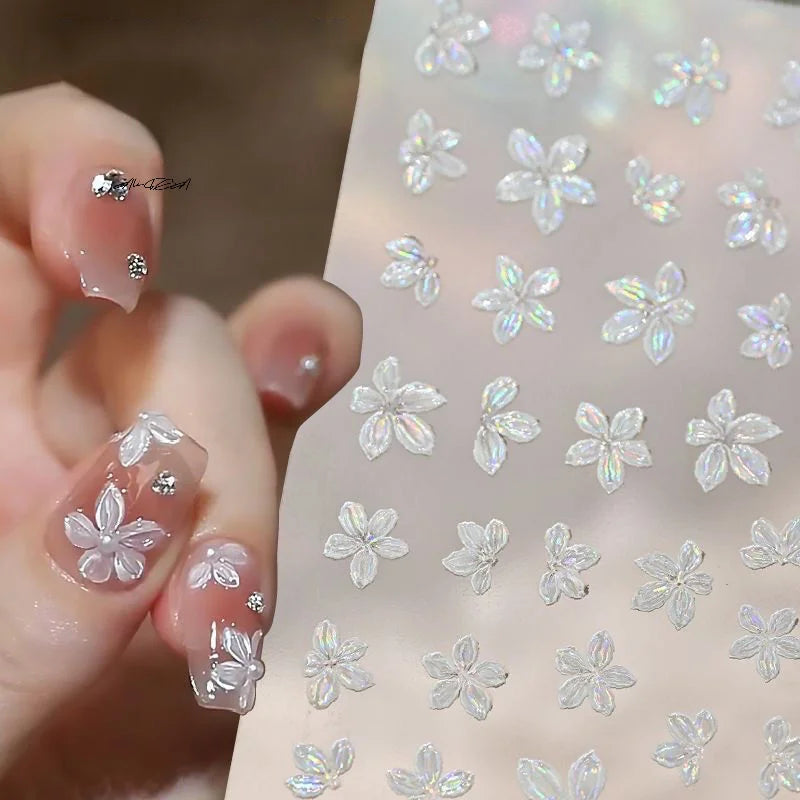 5-Petal Flower Nail Stickers | Floral DIY Nail Art Decals Nail Art Stickers QXL