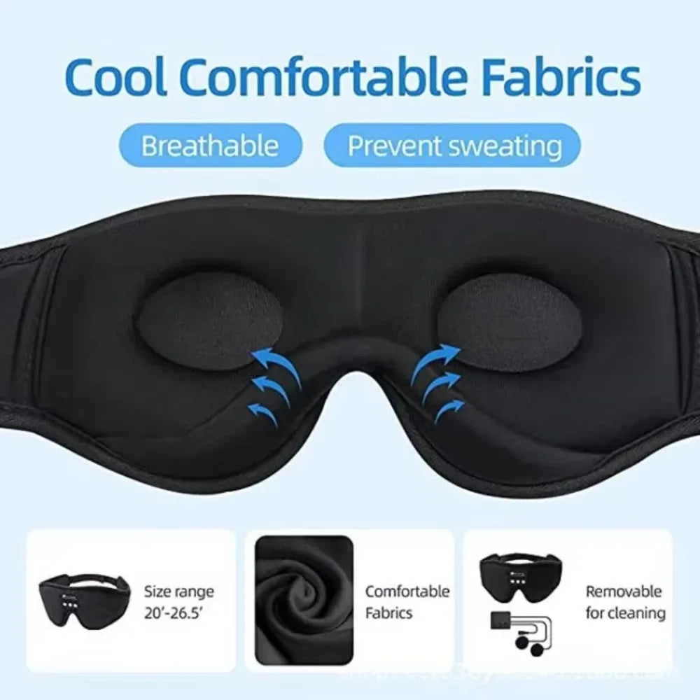 Bluetooth 5.0 Sleep Eye Mask Headphones | Soft Fleece Headband Bluetooth Sleep Headphones QXL
