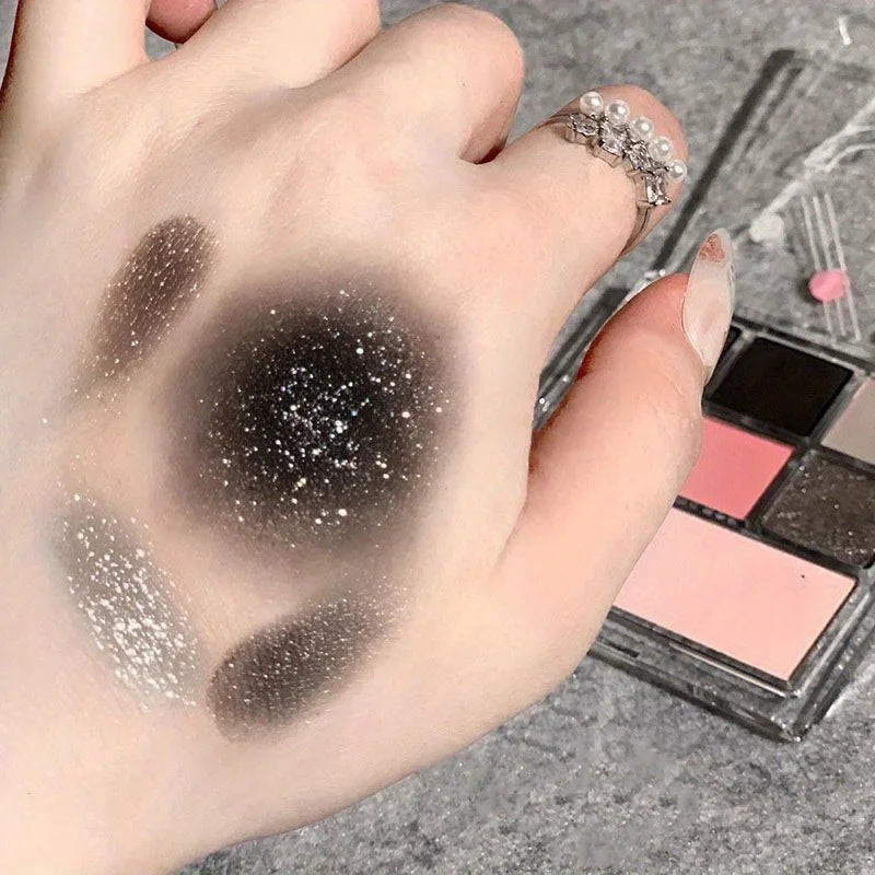 9-Color Black Eyeshadow Palette | Matte & Shimmer Eye Makeup Eyeshadow Palette QXL