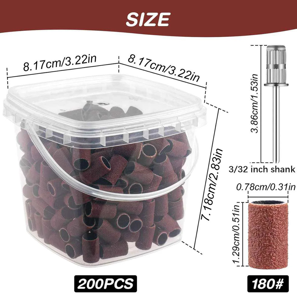 200+2Pc Nail Sanding Bands 180 & 240 Grit | Drill Bit Files Nail Sanding Bands QXL