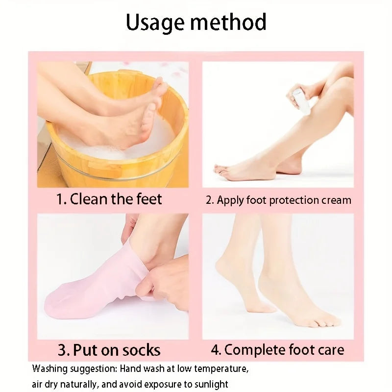 2-Pack Silicone Gel Moisturizing Spa Socks | Foot Care Moisturizing Spa Socks QXL