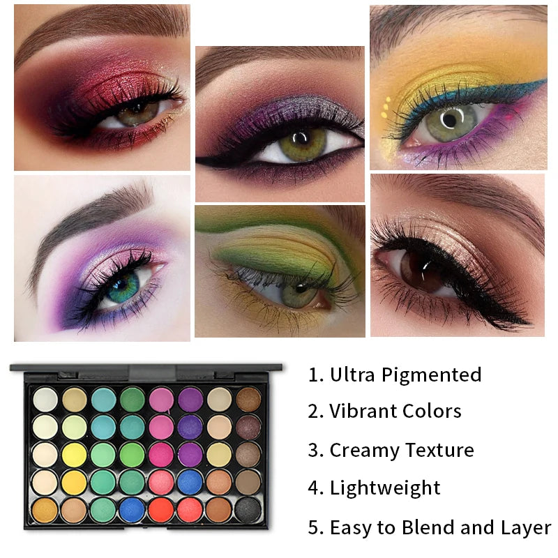 VERONNI 40-Color Glitter Matte Eyeshadow Palette | Waterproof Eyeshadow Palette QXL