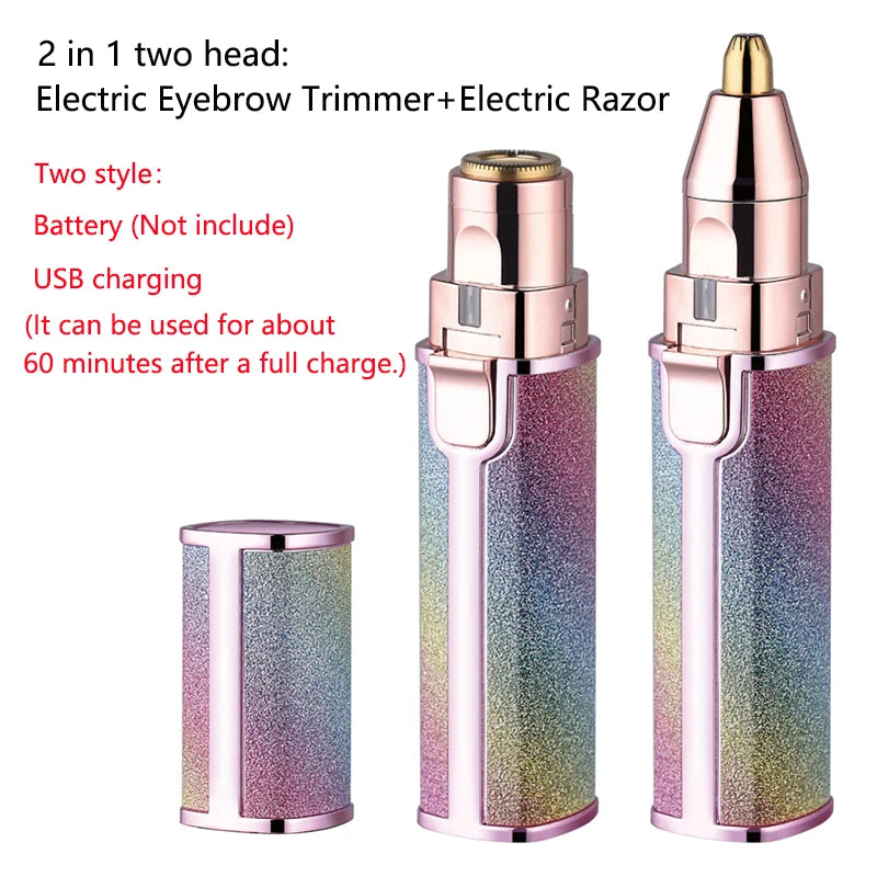 2-in-1 Electric Eyebrow Trimmer & Facial Hair Remover Women Electric Hair Trimmer QXL