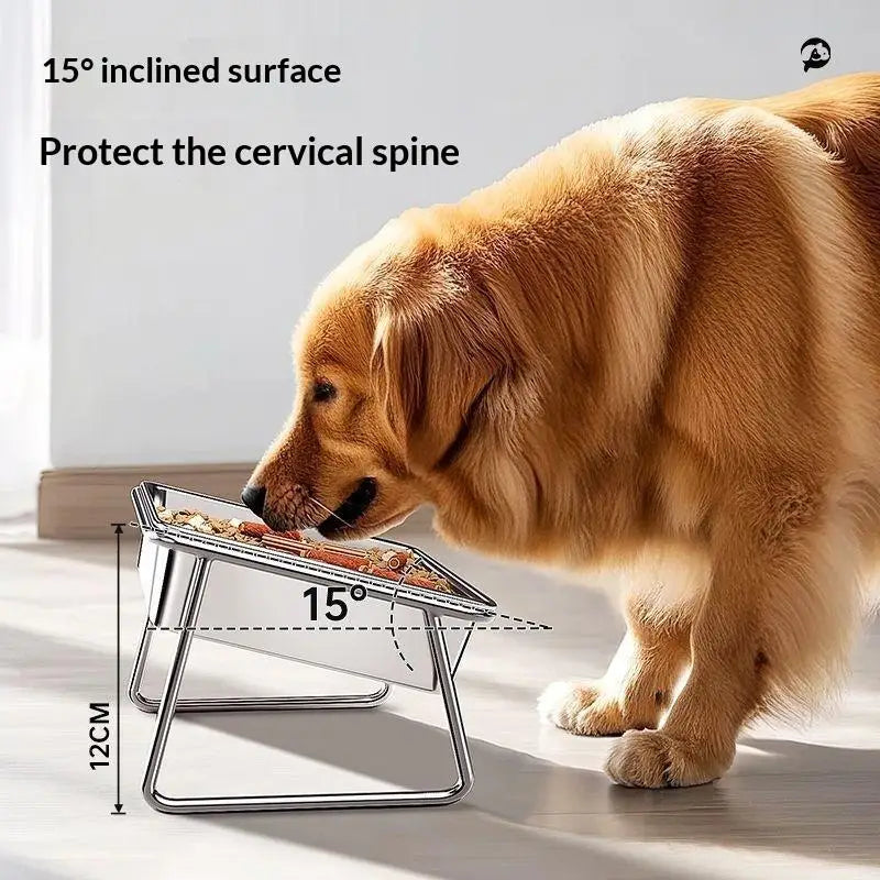 Elevated Dog Bowl | 15° Tilt 304 Stainless Steel Pet Feeder Elevated Pet Feeder QXL