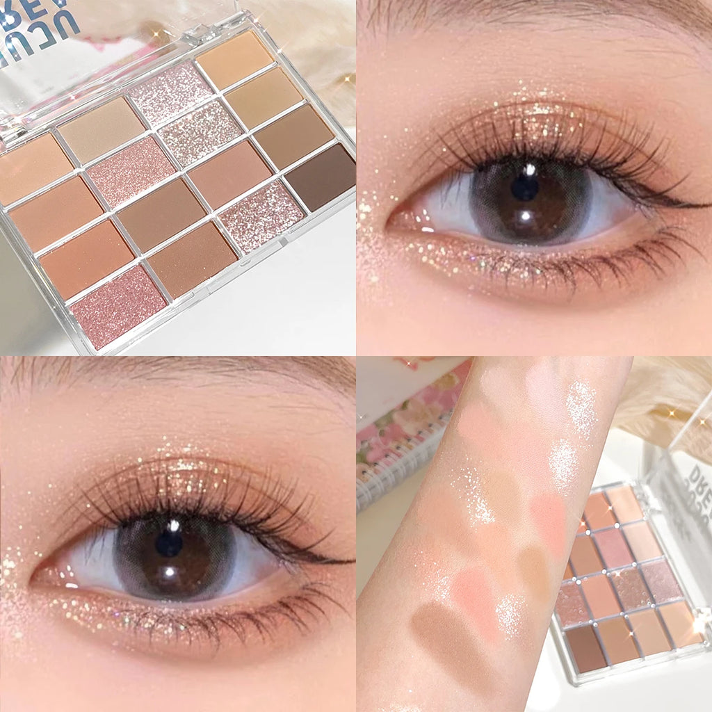 JUJU Dream 16-Color Earth Tone Eyeshadow Palette – Matte & Shimmer Eyeshadow Palette QXL
