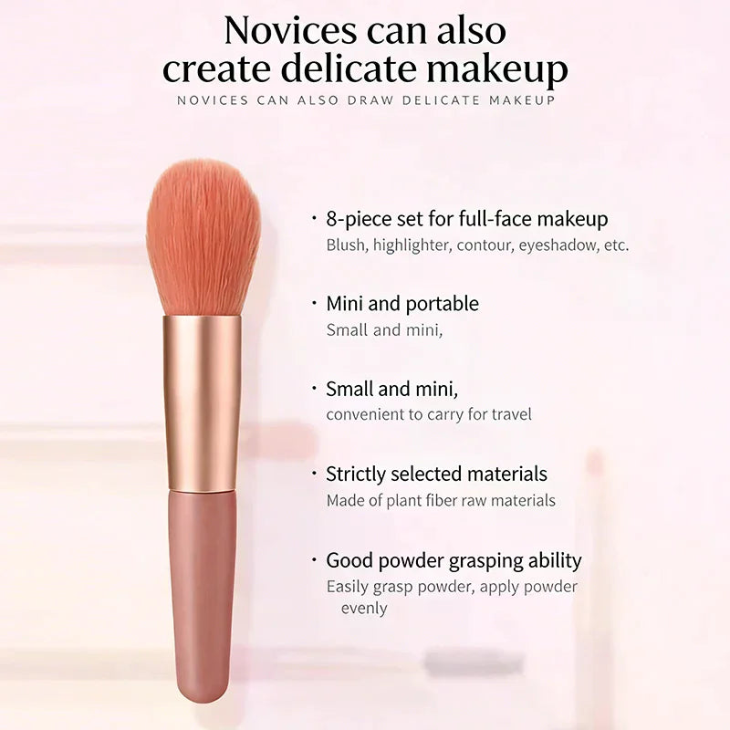 8-Piece Makeup Brush Set | Foundation, Blush & Eyeshadow Makeup Brush Set QXL