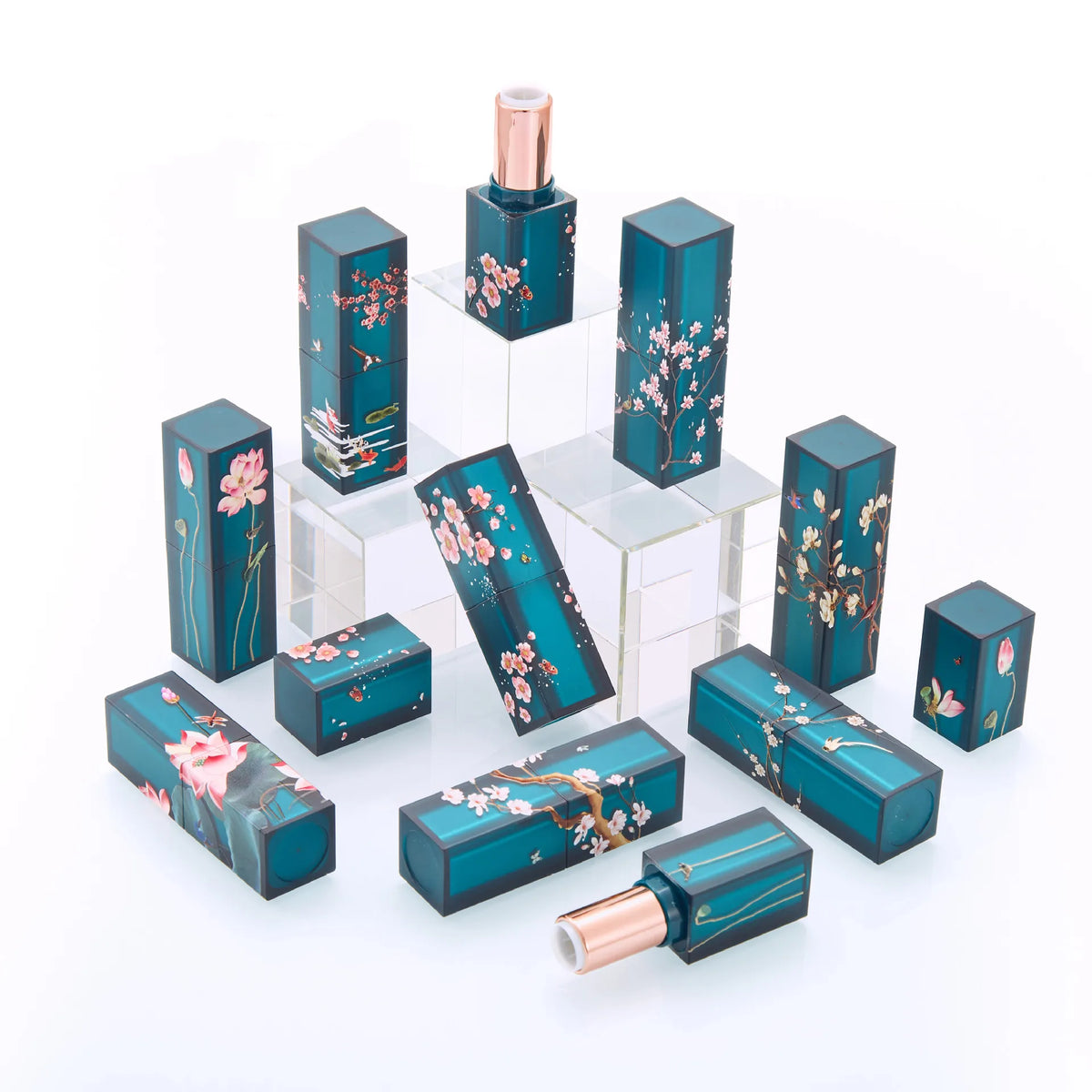 4g Frosted Green Square Empty Lipstick Tube | 12.1mm DIY Lip Balm Empty Lipstick Tube QXL
