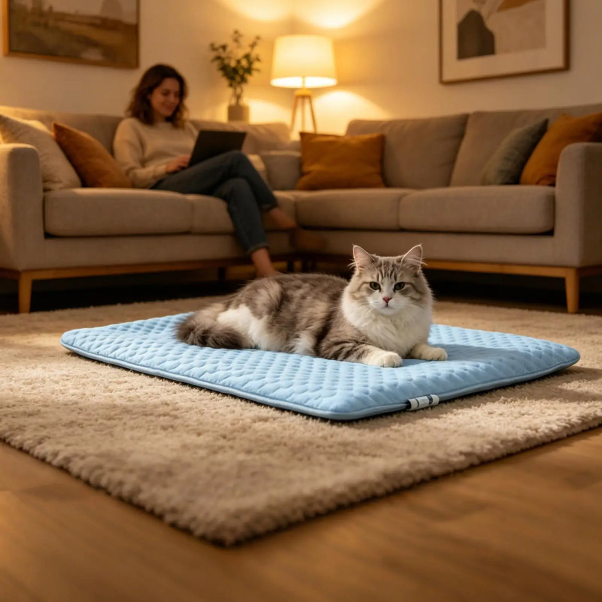Cat Cooling Mat Ice Silk Washable Pad – S/M/L Sleep & Travel Cat Cooling Mat QXL