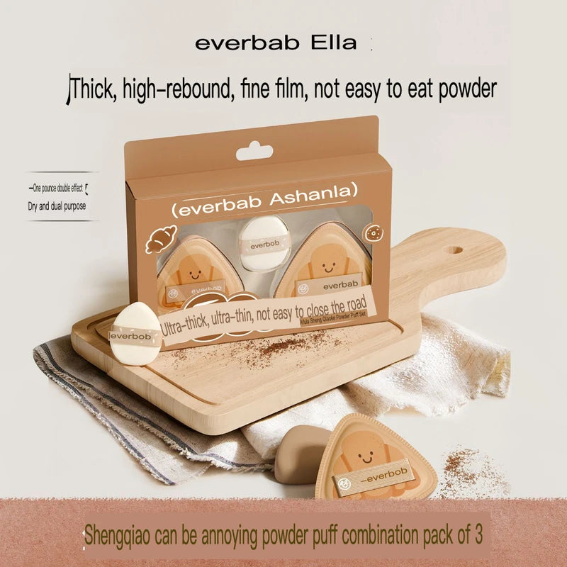 EVERBAB Triangle Powder Puff 2-Pack | Baking Series Sponge Makeup Powder Puff QXL