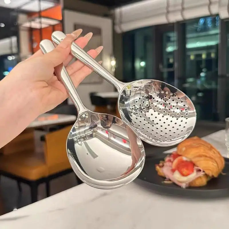 Stainless Steel Slotted Serving Spoon with Drain Holes | 1-2 Pack Slotted Serving Spoon QXL