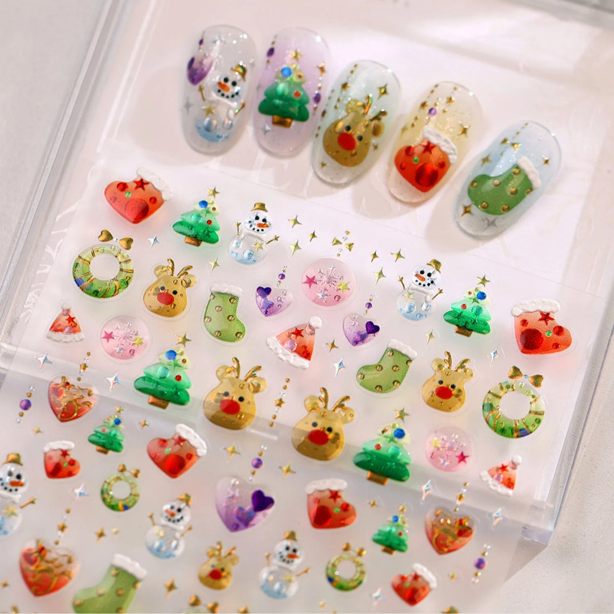 Christmas 5D Nail Stickers – Holiday Self-Adhesive Xmas Decals Nail Art Stickers QXL