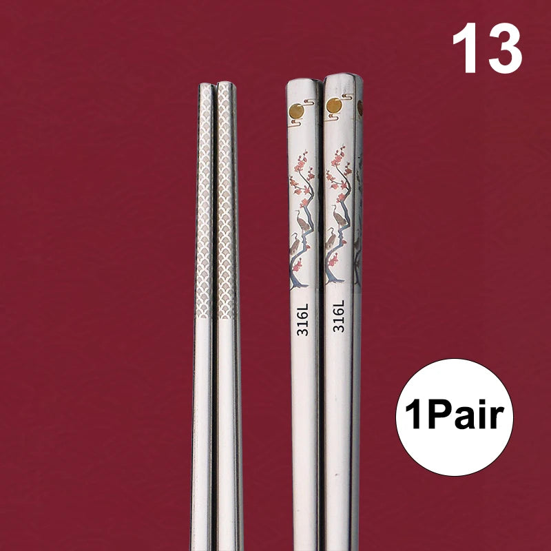 316 Stainless Steel Anti-Slip Chopsticks | Dishwasher Safe Stainless Steel Chopsticks QXL 13