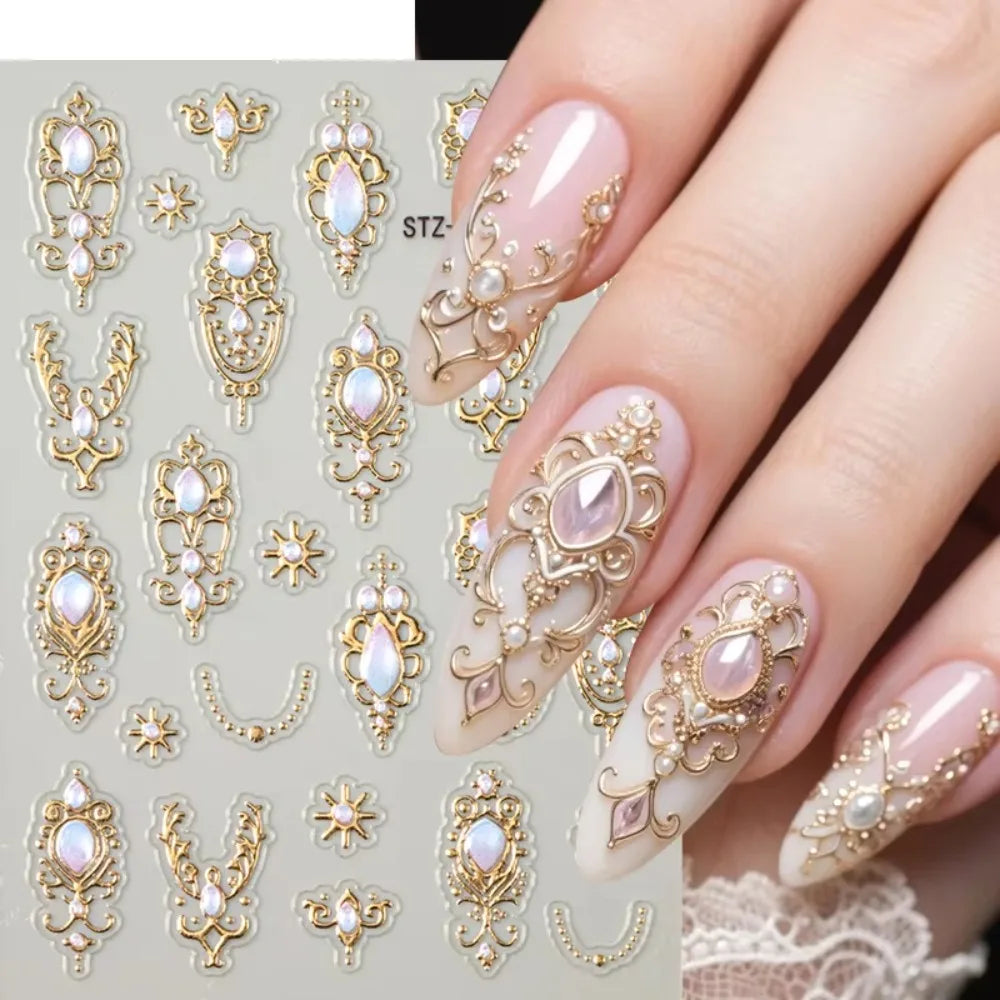 5D Baroque Nail Art Stickers | Crown Scepter Water Decals Nail Art Stickers QXL
