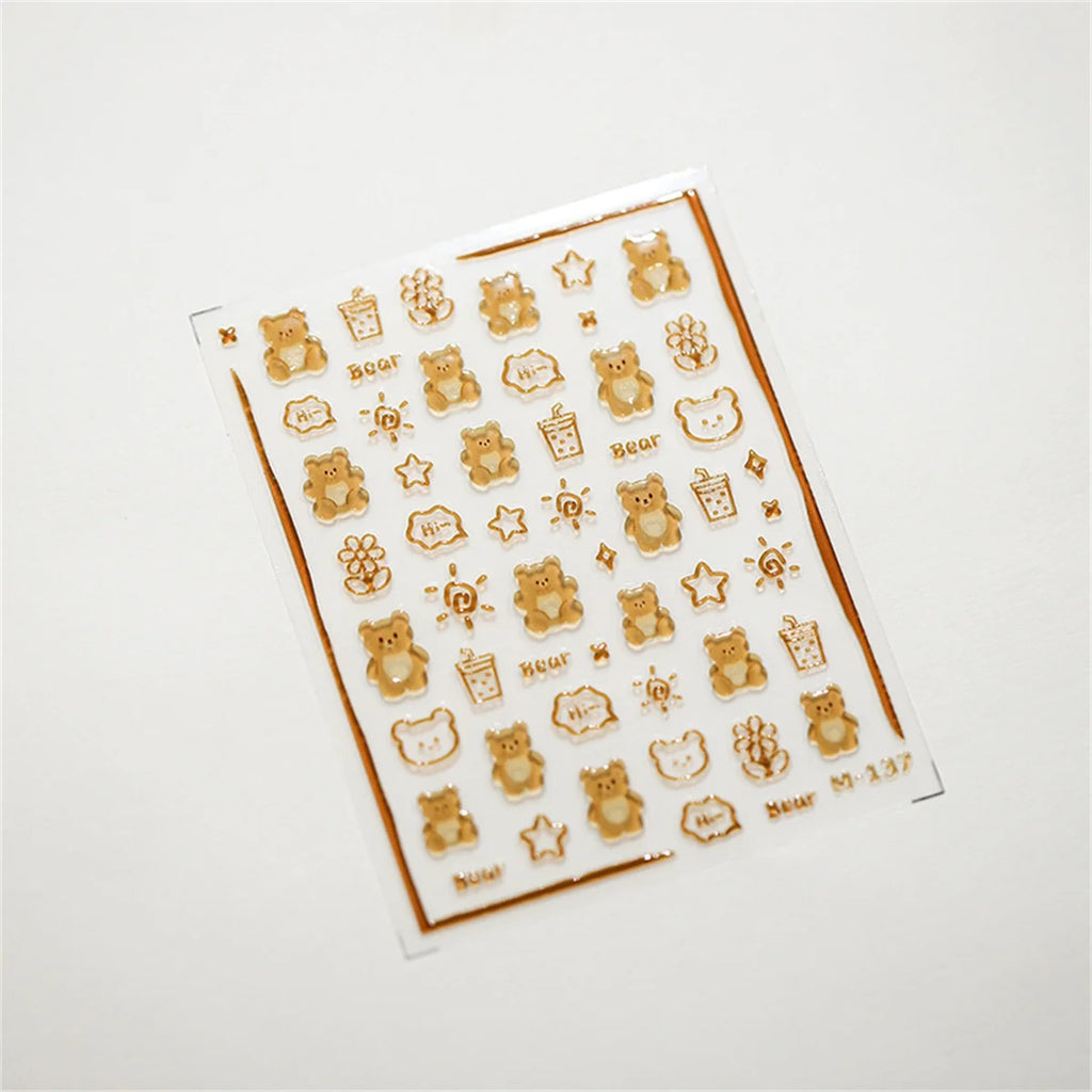 5D Kawaii Jelly Bear Nail Art Stickers | Self-Adhesive Decals Nail Art Stickers QXL
