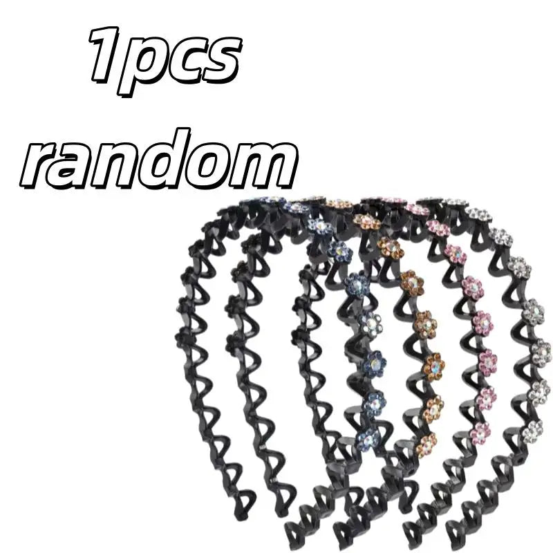 Rhinestone Flower Headband – Non-Slip Women's Hair Hoop Rhinestone Hair Headband QXL 1pcs random