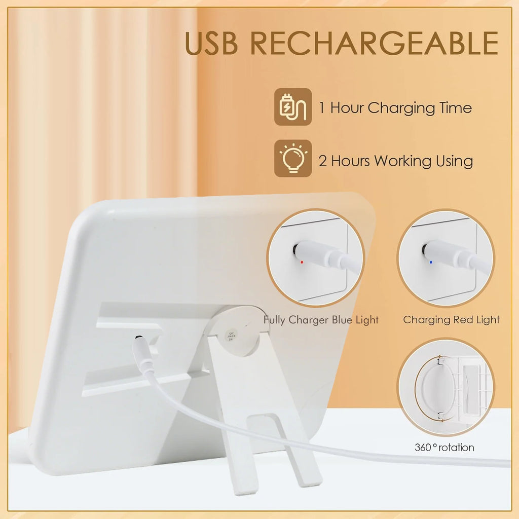 Rotating LED Makeup Mirror 10X Magnification | Lighted Vanity LED Makeup Mirror QXL