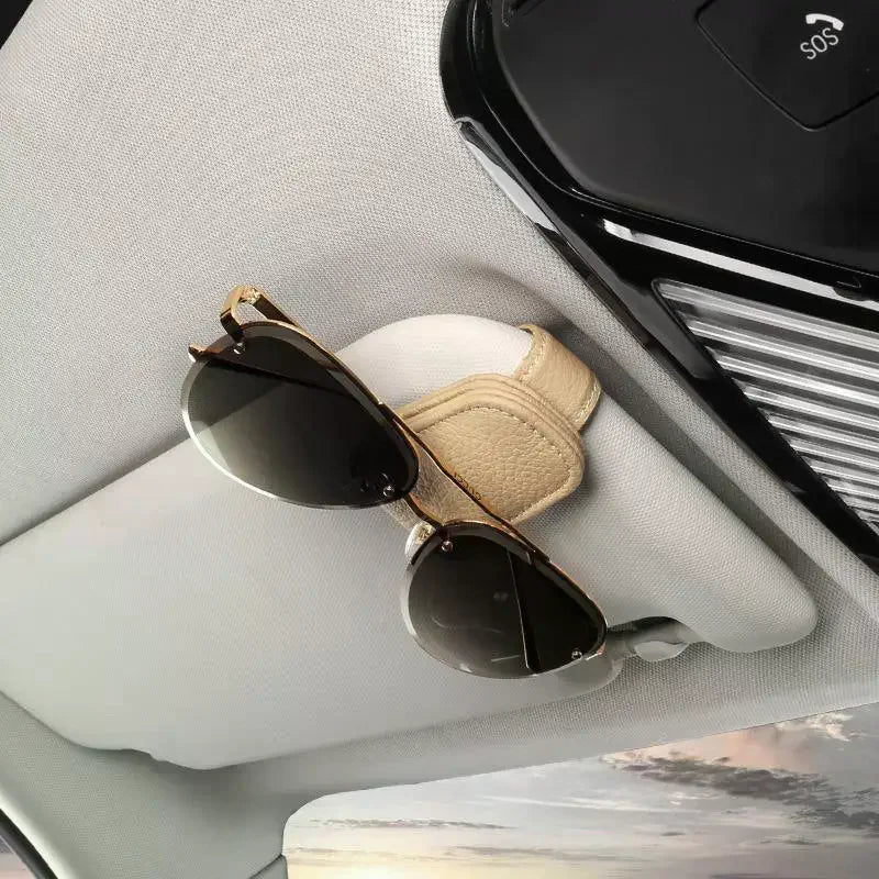 Leather Magnetic Car Sun Visor Sunglasses Holder Clip Car Sunglasses Clip QXL