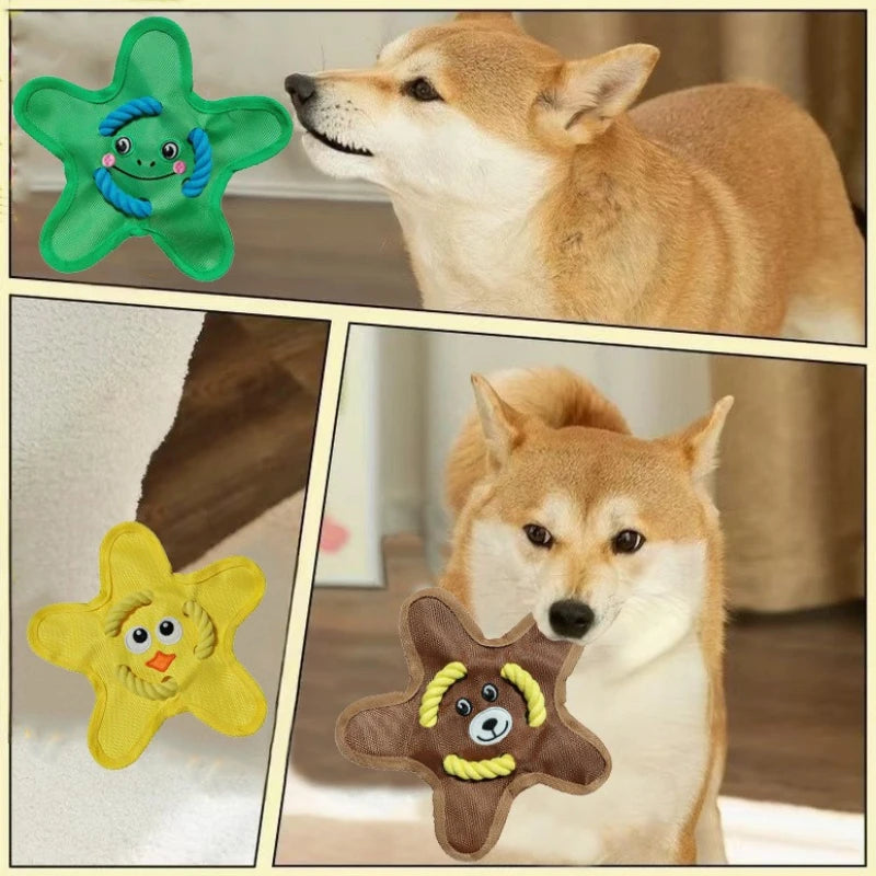 Interactive Squeaky Dog Fetch Flying Disc | Soft Fleece Pet Toy Dog Fetch Toy QXL