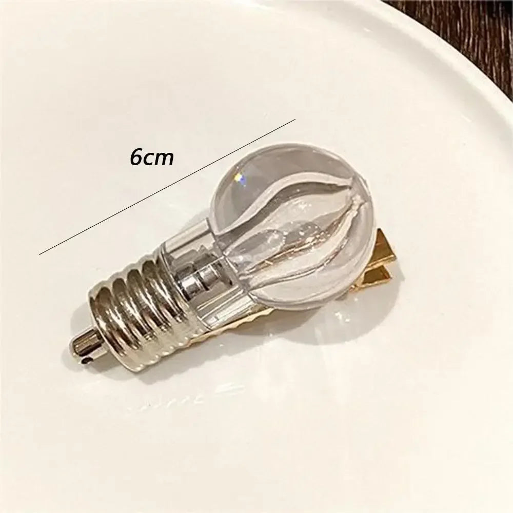 Glowing Light Bulb Hairpin | Luminous Side Clip for Girls Novelty Hair Clip QXL