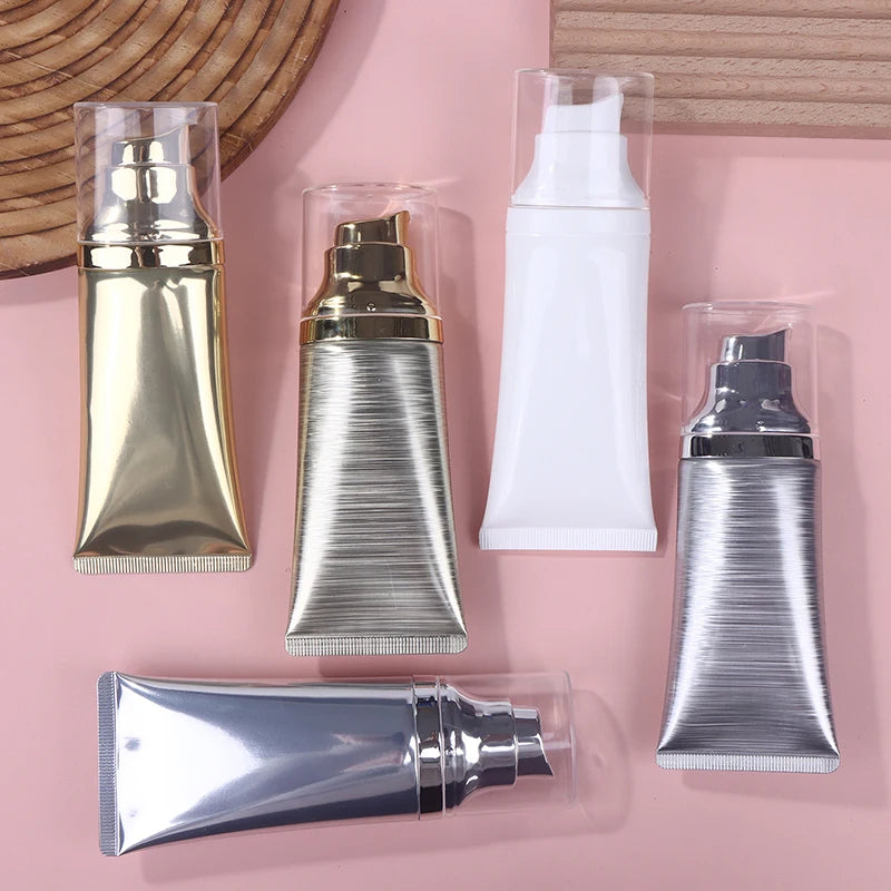 30/50ml Refillable Squeeze Travel Tube with Pump | Cosmetic Bottle Refillable Travel Tube QXL