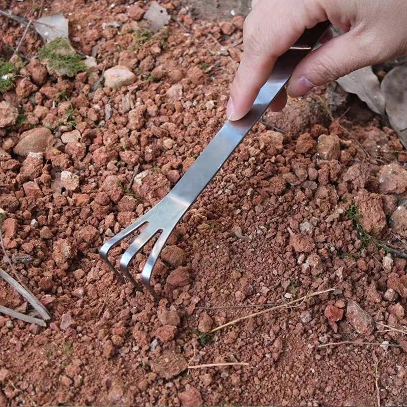 3-Prong Stainless Steel Bonsai Root Rake | Soil Loosening Tool Bonsai Garden Rake QXL