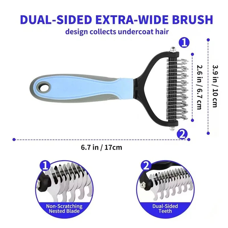 Pet Deshedding Brush & Knot Cutter Comb for Dogs & Cats Pet Grooming Comb QXL