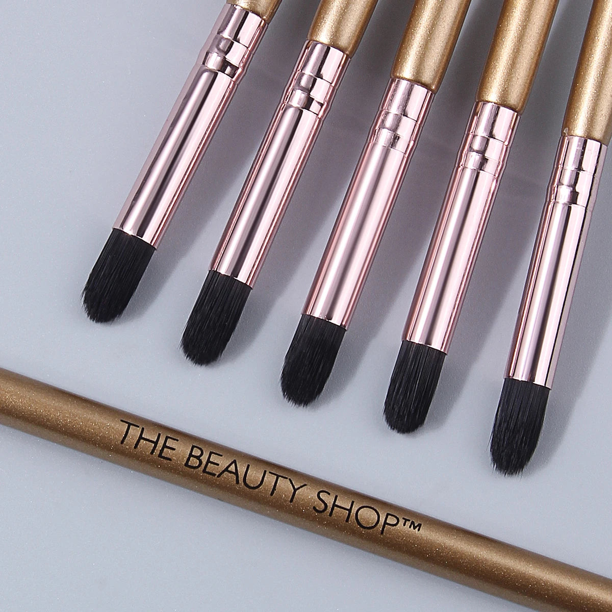 KOSSHOW 6-Pc Detail Eye Brush Set | Gold Handle Soft Nylon Eye Makeup Brushes QXL