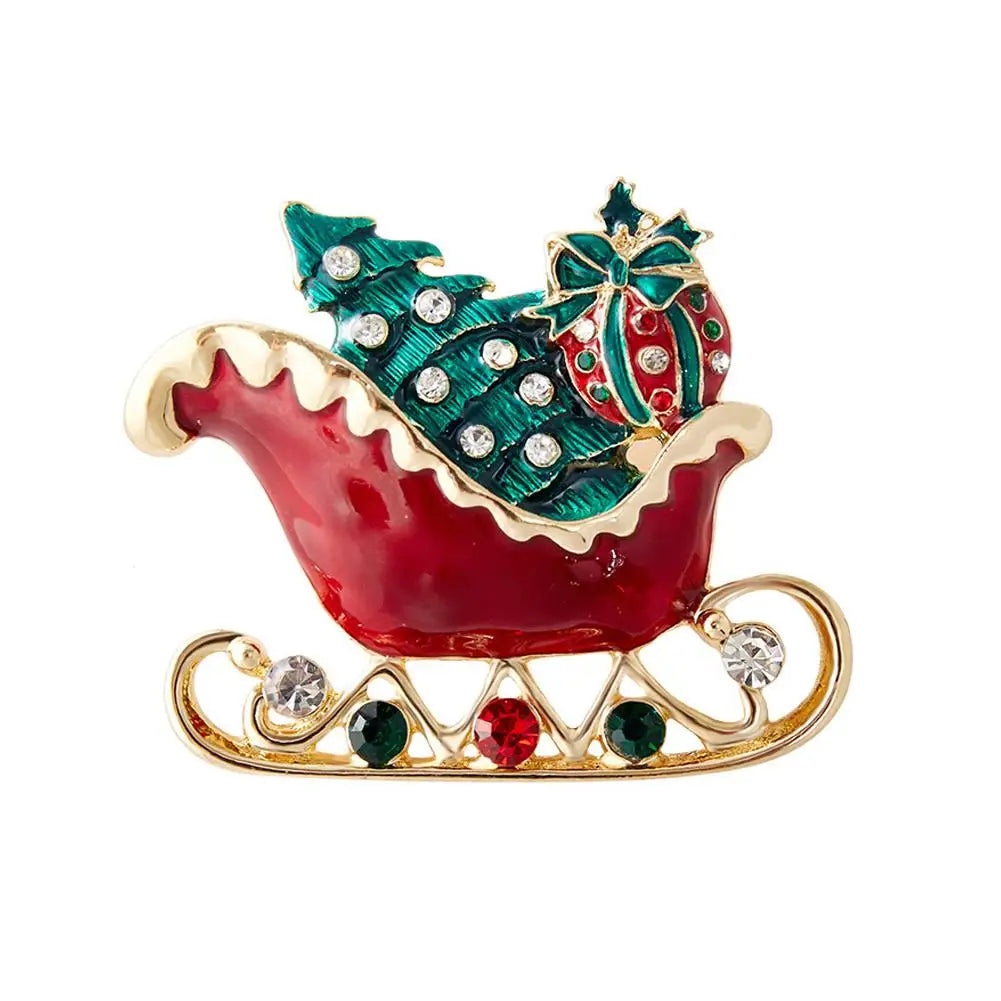 Christmas Rhinestone Brooch | Santa, Elk & Penguin Holiday Pin Holiday Brooch Pin QXL B