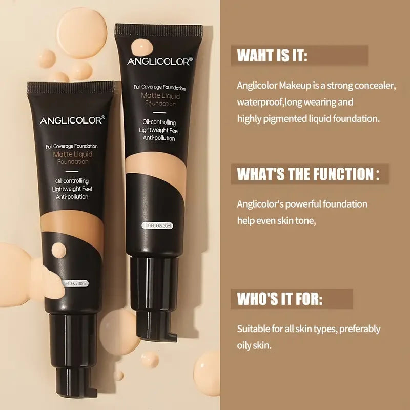 VERONNI 5-Shade Liquid Concealer & Foundation | Long-Lasting Liquid Concealer Foundation QXL