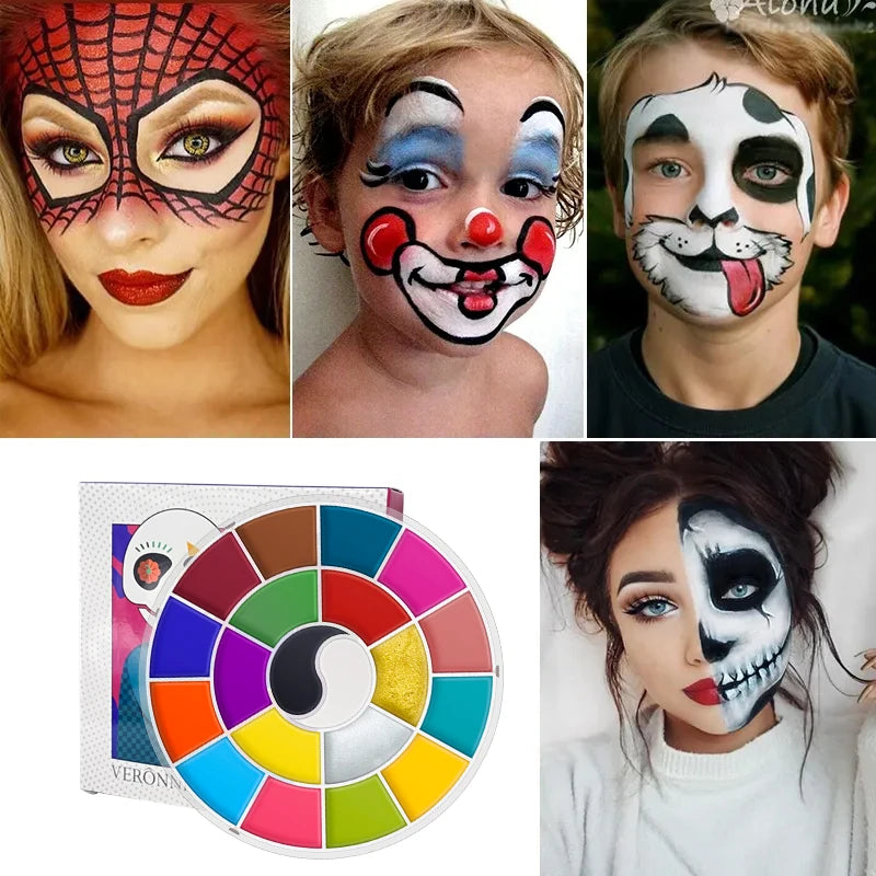 20-Color Face & Body Paint Palette | Halloween & Cosplay Makeup Face & Body Paint QXL