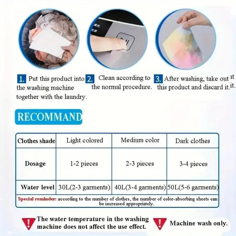 50-Pack Laundry Color Absorbing Sheets | Anti-Dye Wash Guard Laundry Color Sheets QXL