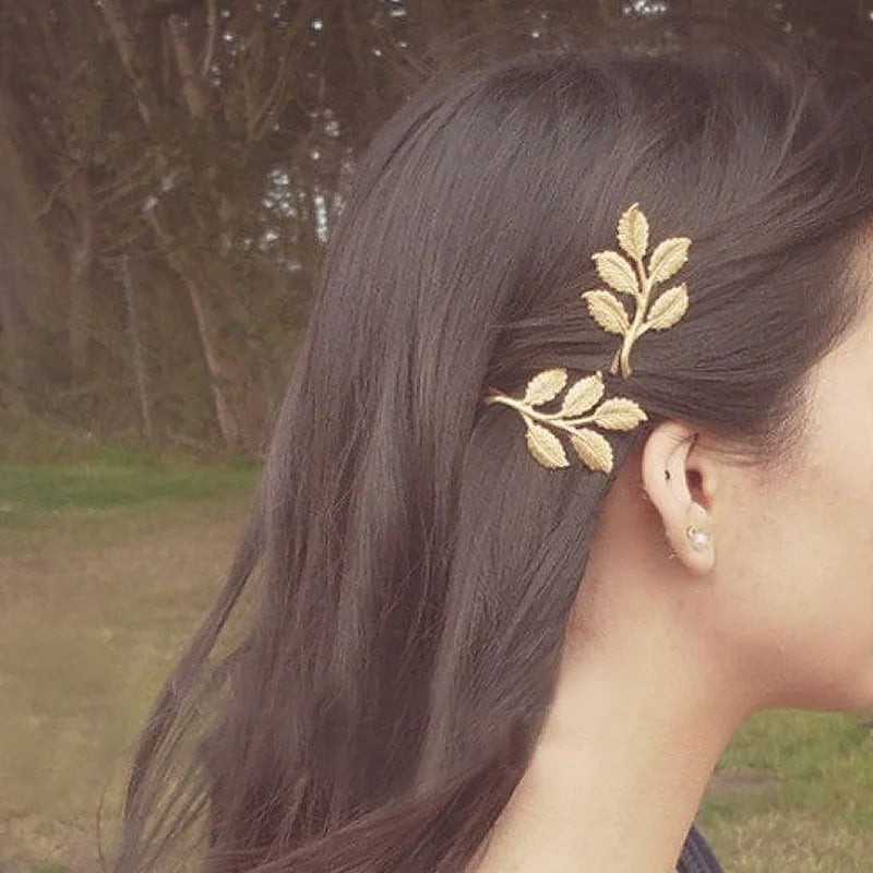 Pearl Metal Leaf Hair Clips | Bridal Olive Branch Barrettes Hair Clip Barrette QXL