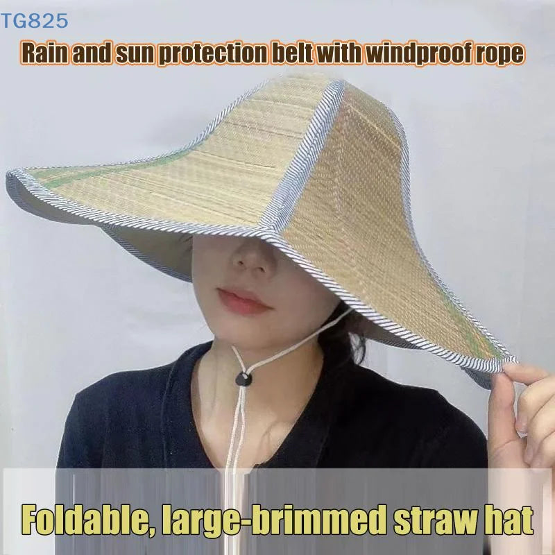 Foldable Straw Sun Hat | Wide Brim UV Protection Unisex Straw Sun Hat QXL