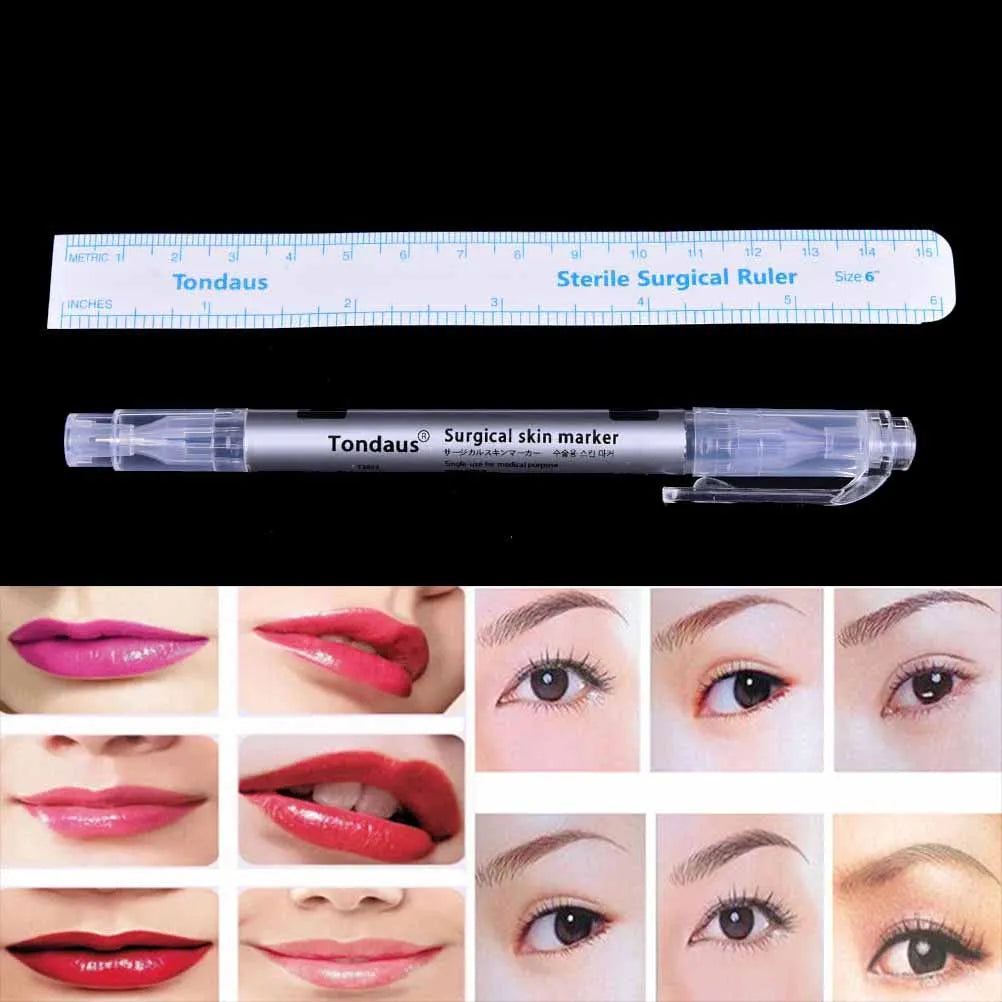 Skin Marker Pen & Ruler | Tattoo Permanent Makeup Tool Skin Marker Pen Set QXL