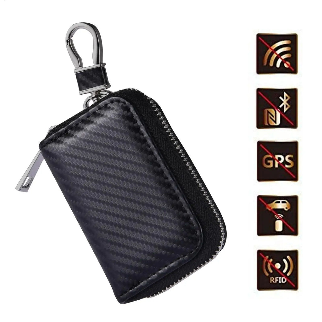 RFID Signal Blocking Key Fob Pouch | PU Leather Faraday Case RFID Blocking Pouch QXL