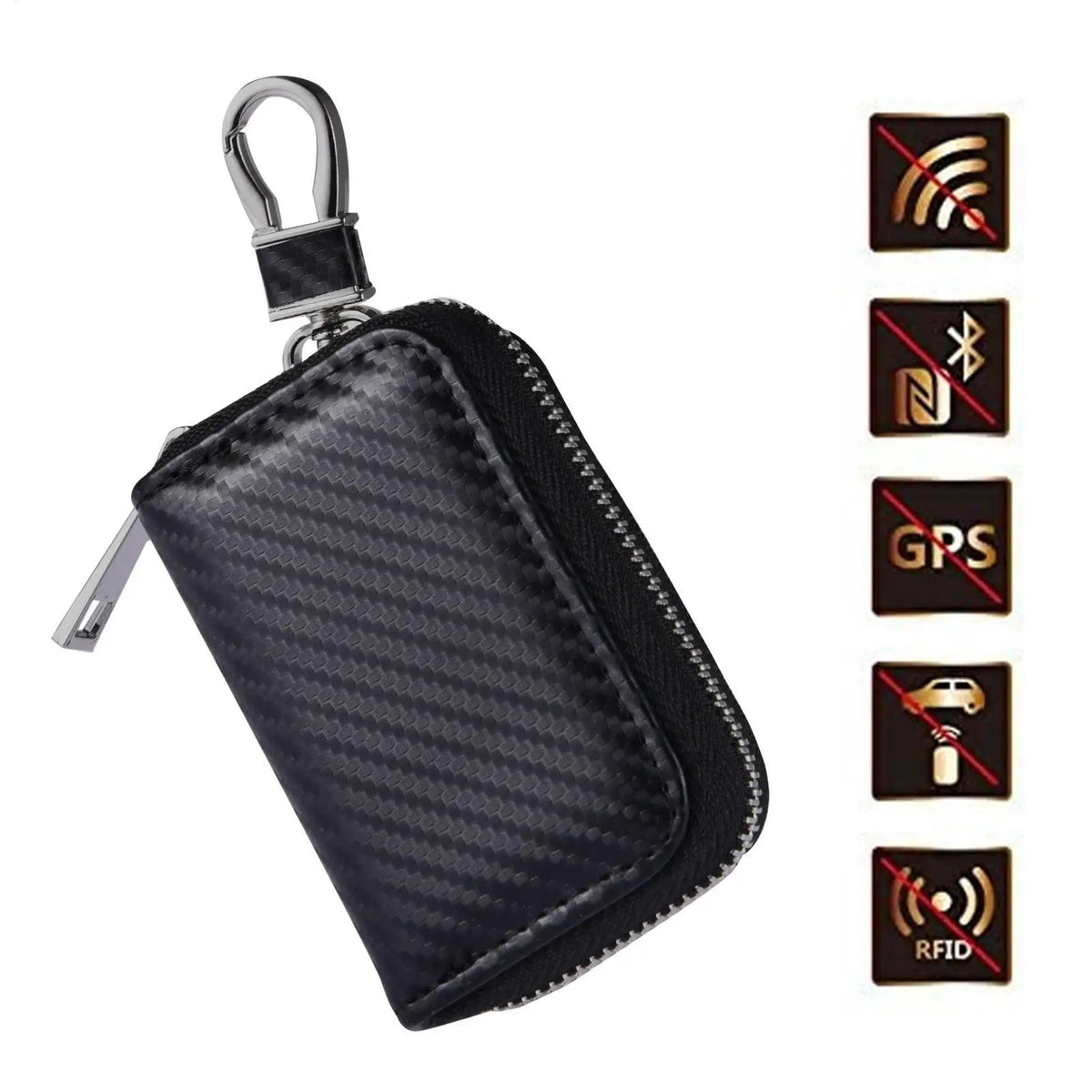 RFID Signal Blocking Key Fob Pouch | PU Leather Faraday Case RFID Blocking Pouch QXL