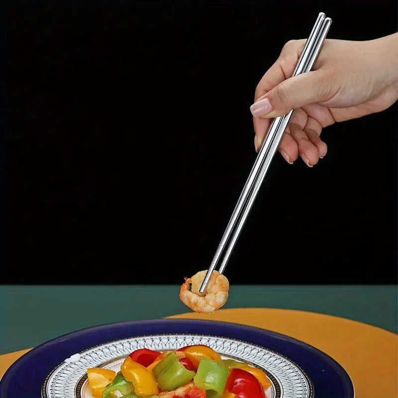 5-Pair Stainless Steel Non-Slip Chopsticks | Sushi & Asian Set Chopstick Set QXL