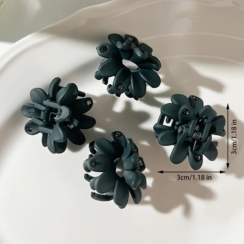 Matte Flower Hair Grab Clips – Elegant Barrettes 2-Pack Hair Clips QXL