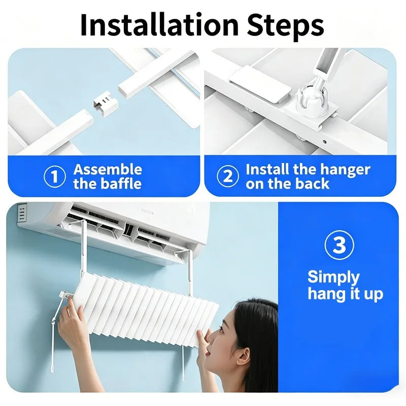 Adjustable AC Wind Deflector | Wall-Mount Air Louver Guide AC Wind Deflector QXL