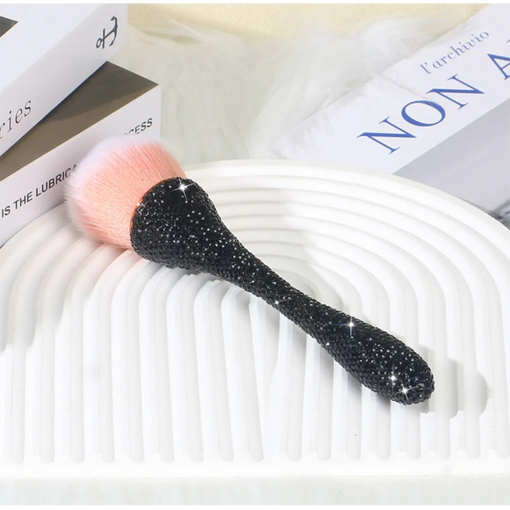Fluffy Powder Brush | Soft Bristles & Diamond Rhinestone Handle Loose Powder Brush QXL