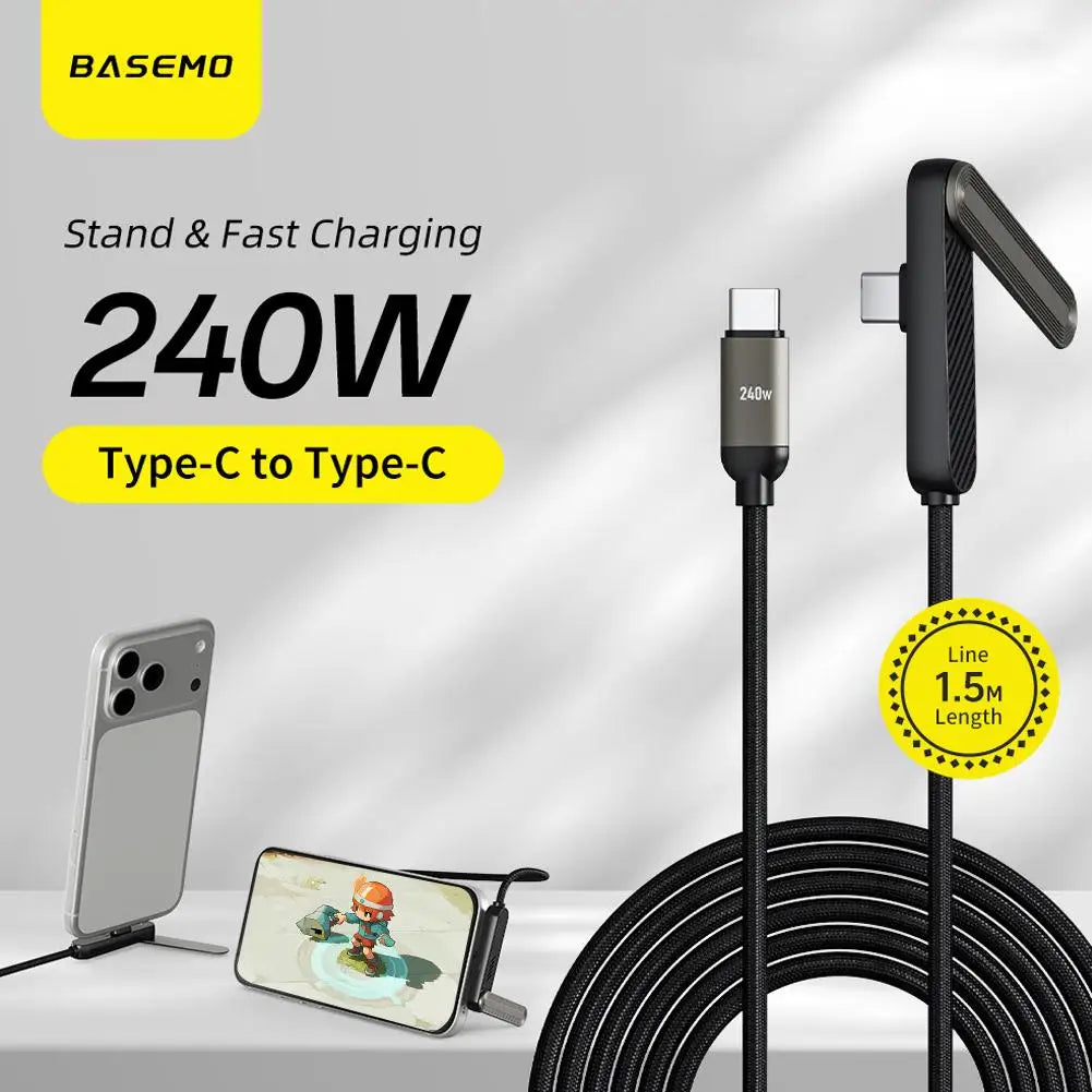 240W Fast Charging Cable & Foldable Phone Stand | 360° Rotation Charging Cable Stand QXL