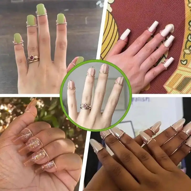 10-Pack Adjustable Thin Nail Rings | Fingertip Covers for Women Nail Rings Set QXL