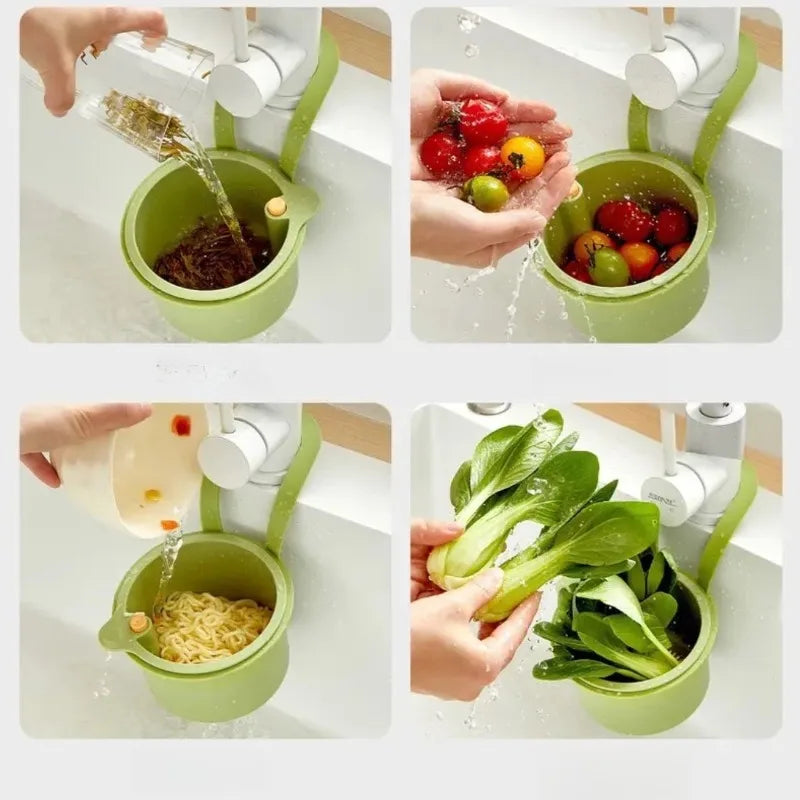 Hanging Sink Drain Basket – Food Filter & Fruit Wash Basket Sink Drain Basket QXL