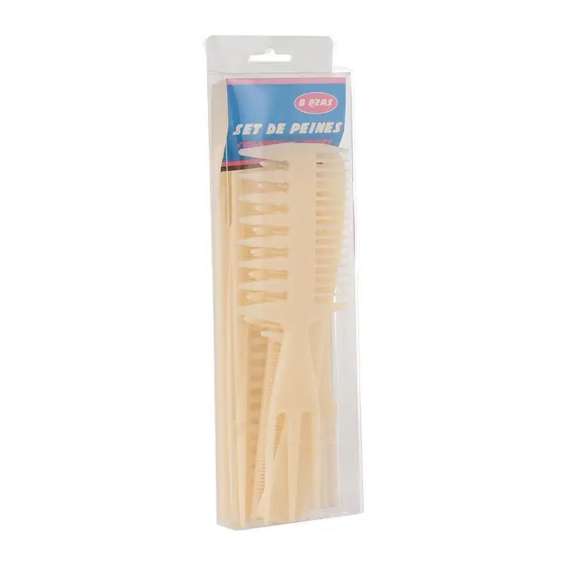 8-Piece Anti-Static Hair Comb Set | Detangling & Styling Kit Hair Comb Set QXL Beige