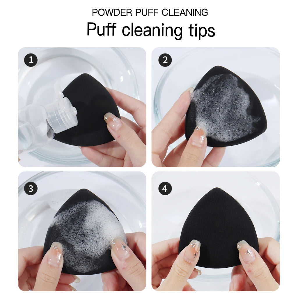 Black Powder Puff Set | Soft Sponge Makeup Egg for Foundation Makeup Sponge Puff QXL